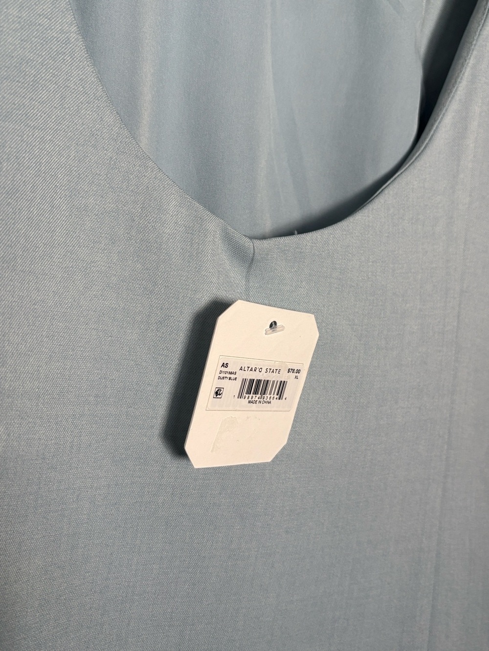 NWT [Altar'd State] Dusty Blue Drop Waist Sleeveless Pleated Dress Women’s XL - Picture 8 of 11